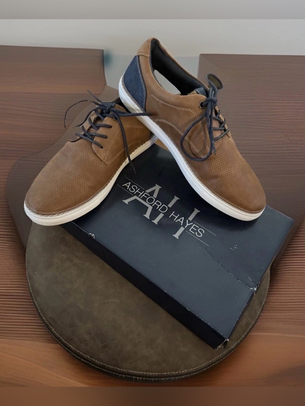 Ashford Hayes Brown Casual Lace Up Oxford Sneakers Men’s Sz 7.5 NIB